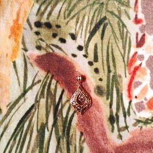SOLD! New Solid 14k Yellow Gold Filigree Dangle Necklace Pendant